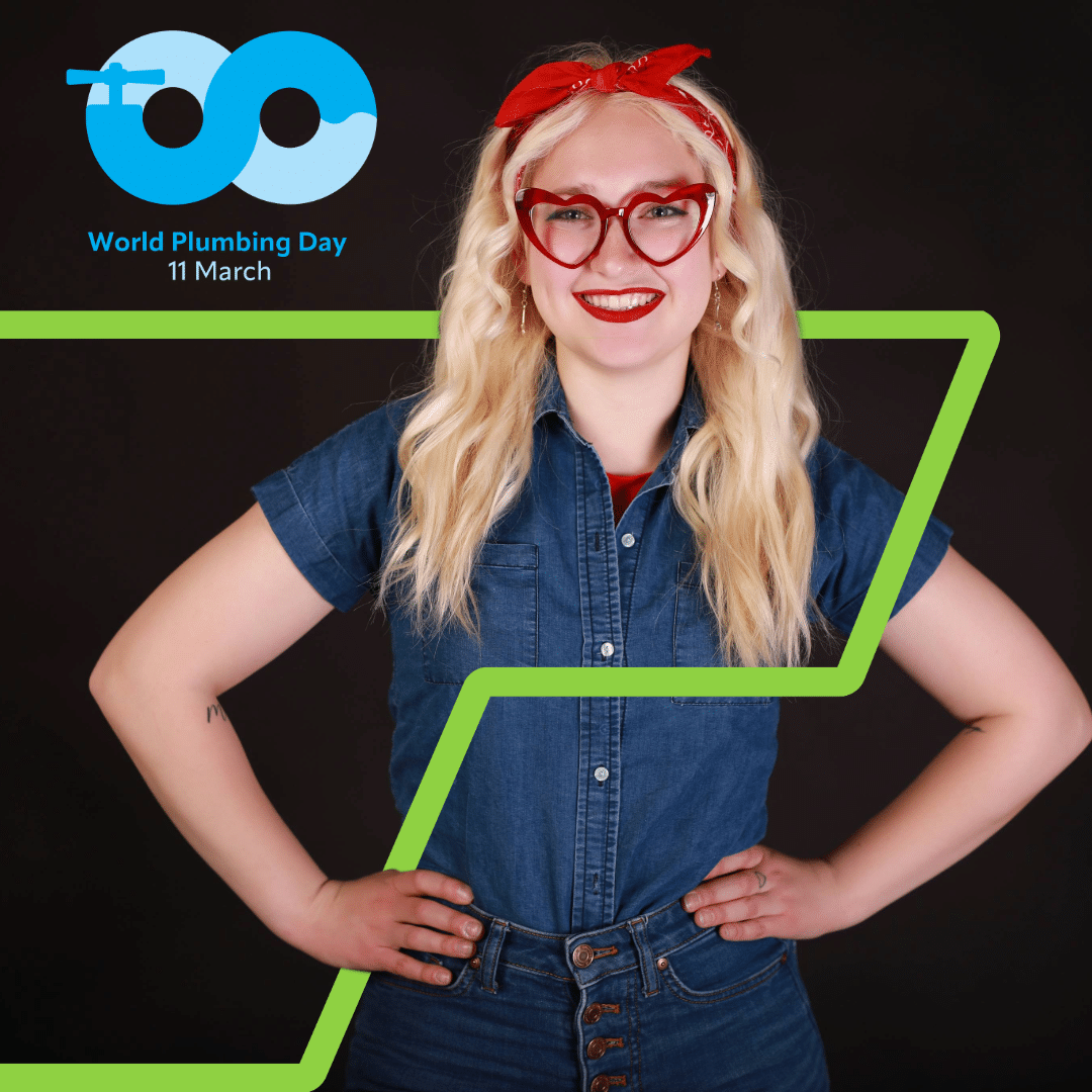 World Plumbing Day_Paige Paige Knowles (@alltradespaige), tradesperson and industry influencer, featured in Taco’s World Plumbing Day spotlight.